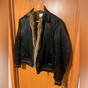 Urban Outfitters Black Faux Fur Lined Bomber Jacket Size M